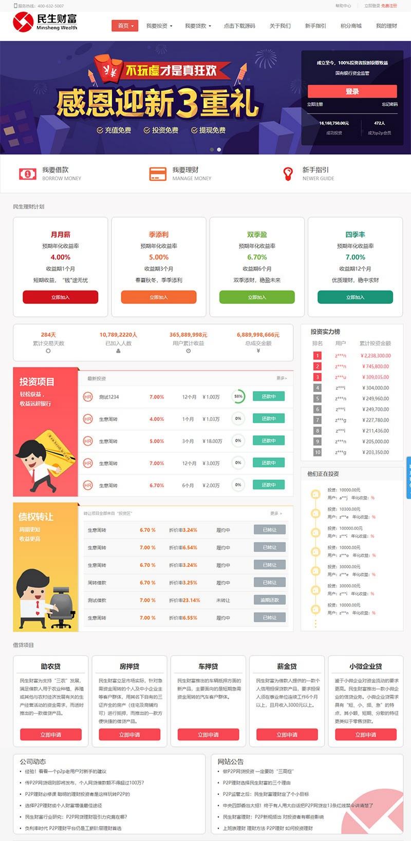 P2P网络借贷投资理财平台方维3.4 PHP源码
